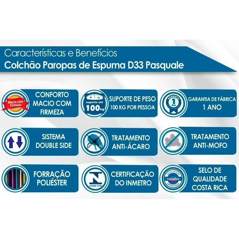 Cama Box Solteiro: Colchão Espuma D33 Paropas Pasquale + Base CRC Rústico Clean(88x188) - 2