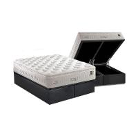 Cama Box Baú Queen: Colchão Molas Anjos MasterPocket Ensacadas Impresisone + Base CRC Suede Gray(158x198) - 1