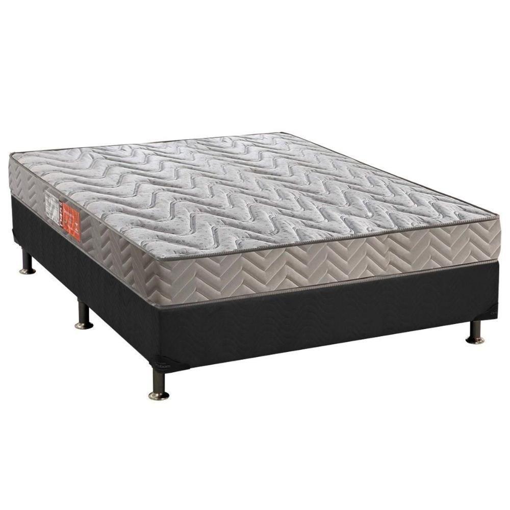 Cama Box Casal: Colchão Espuma D45 Paropas Pasquale Clean + Base CRC Suede Gray(138x188) - 1