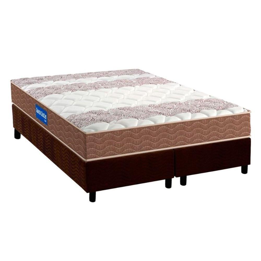 Cama Box King: Colchão Espuma D33 Probel Guarda Costas + Base CRC Suede Brown(193x203) - 1