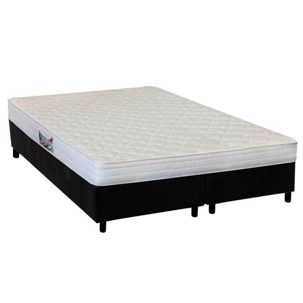 Cama Box Queen: Colchão Espuma Herval AG65 Frontier + Base CRC Suede Black(158x198) - 1