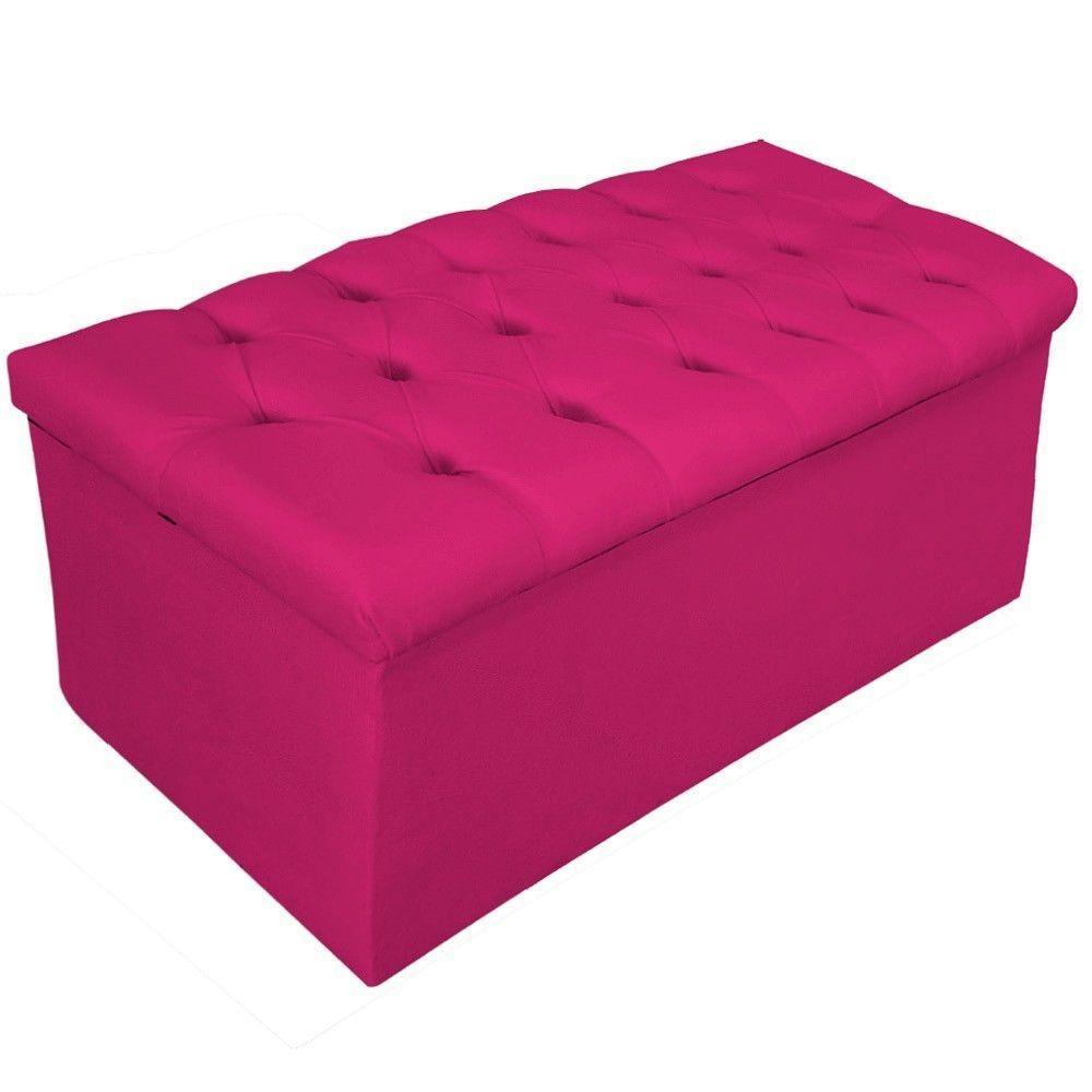 Calçadeira Baú Mel 90 Cm Solteiro com Capitonê Suede Pink - 1