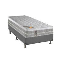 Cama Box Solteiro: Colchão Molas Ensacadas Castor Pocket Premium Gel + Base CRC Suede Gray(88x188) - 1
