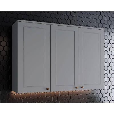 Armário Aéreo p/ Cozinha Americana c/ 3 Portas 120cm Cinza - Henn