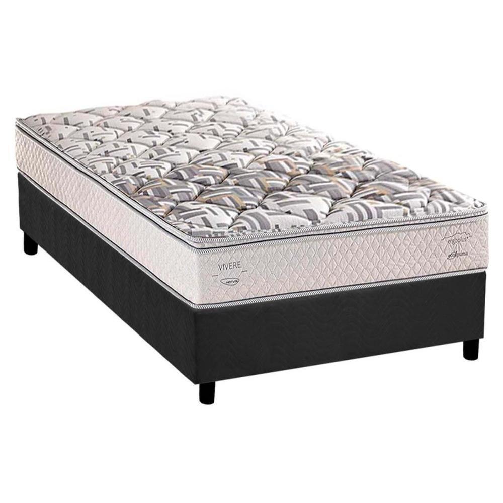 Cama Box Solteiro: Colchão Espuma Herval ErgoPlus/EP Anatômico + Base CRC Suede Gray(88x188) - 1
