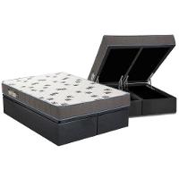 Cama Box Baú Queen: Colchão Espuma Ortobom D33 Light Saúde + Base CRC Suede Gray(158x198) - 1