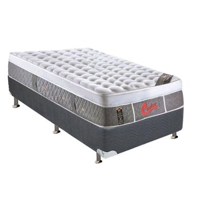 Cama Box Solteiro: Colchão Molas Pocket Ensacadas Castor  Light Stress Oxygen New Plush + Base CRC Suede Gray(88x188)