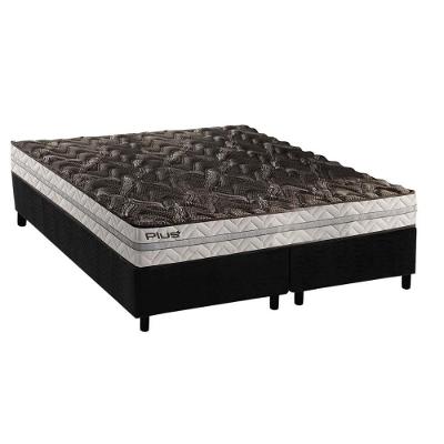 Cama Box Baú Queen: Colchão Espuma D33 Paropas Pasquale Plus Euro Pillow + Base CRC Suede Grey(158x198)