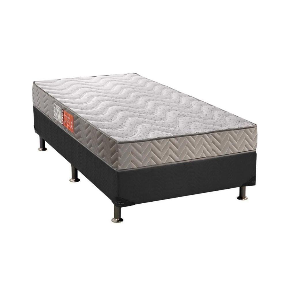Cama Box Solteiro: Colchão Espuma Paropas D45 Pasquale Clean + Base CRC Suede Gray(88x188) - 1