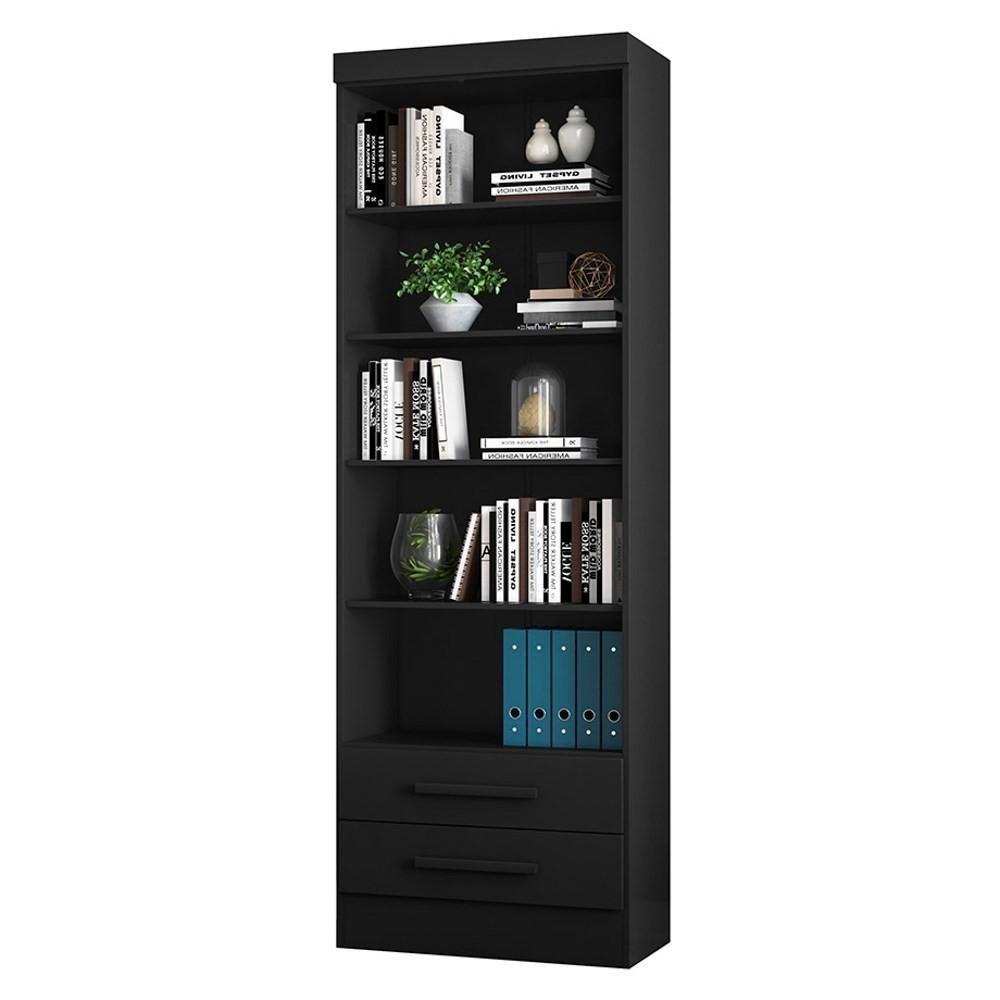 Estante Livreiro 2 Gavetas E 5 Prateleiras Fancy Q01 Preto Fosco - 1