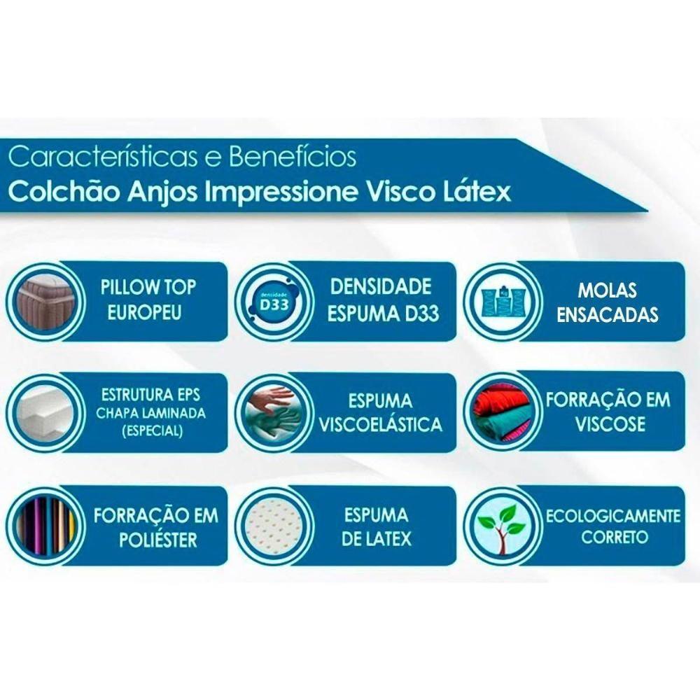 Cama Box Baú Queen: Colchão Molas Anjos MasterPocket Ensacadas Impressione Visco Látex + Base CRC Courano White(158x198) - 4