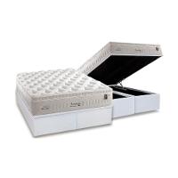 Cama Box Baú Queen: Colchão Molas Anjos MasterPocket Ensacadas Impressione Visco Látex + Base CRC Courano White(158x198) - 1
