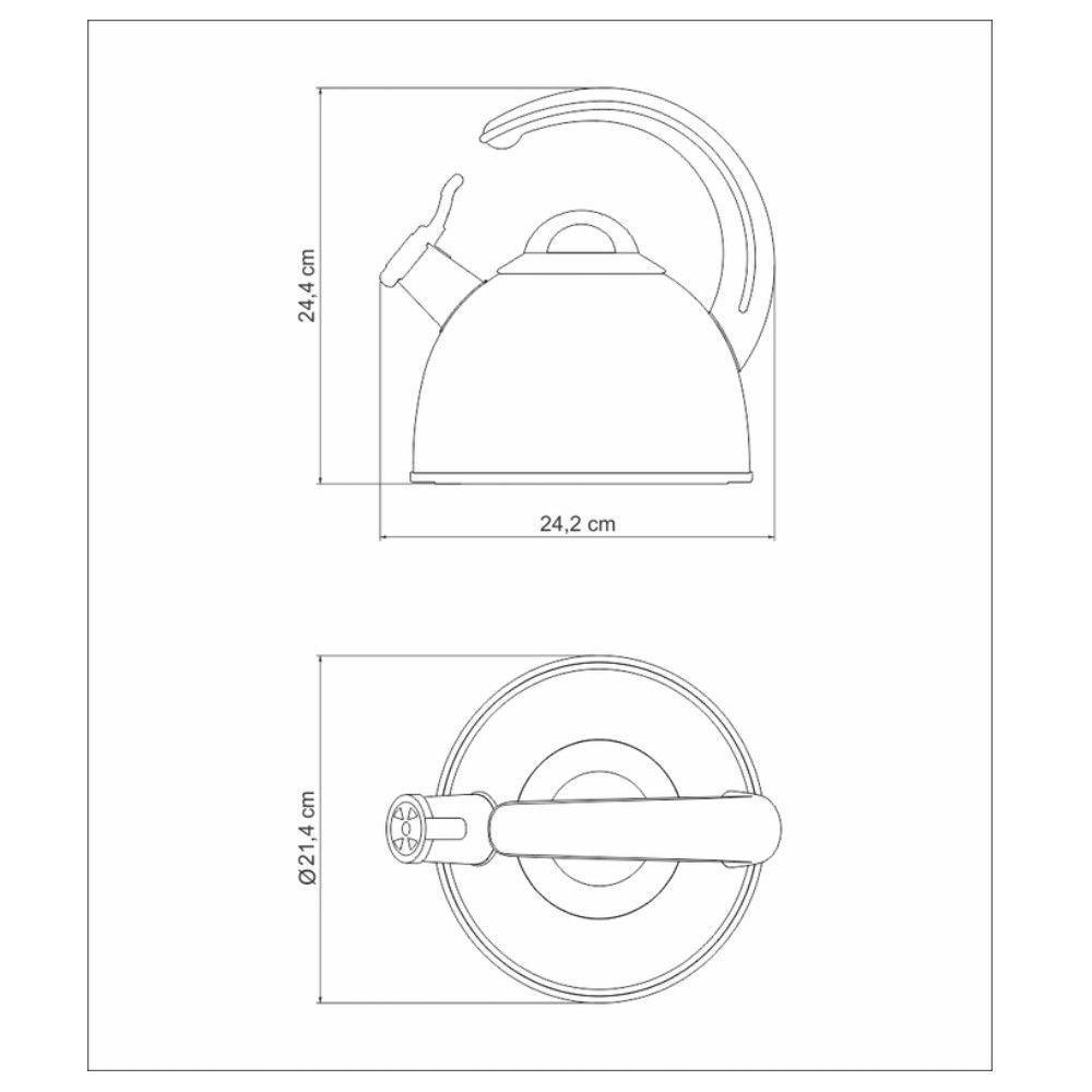 Chaleira Com Apito 3,3 L Em Aço Inox Fundo Triplo - 3