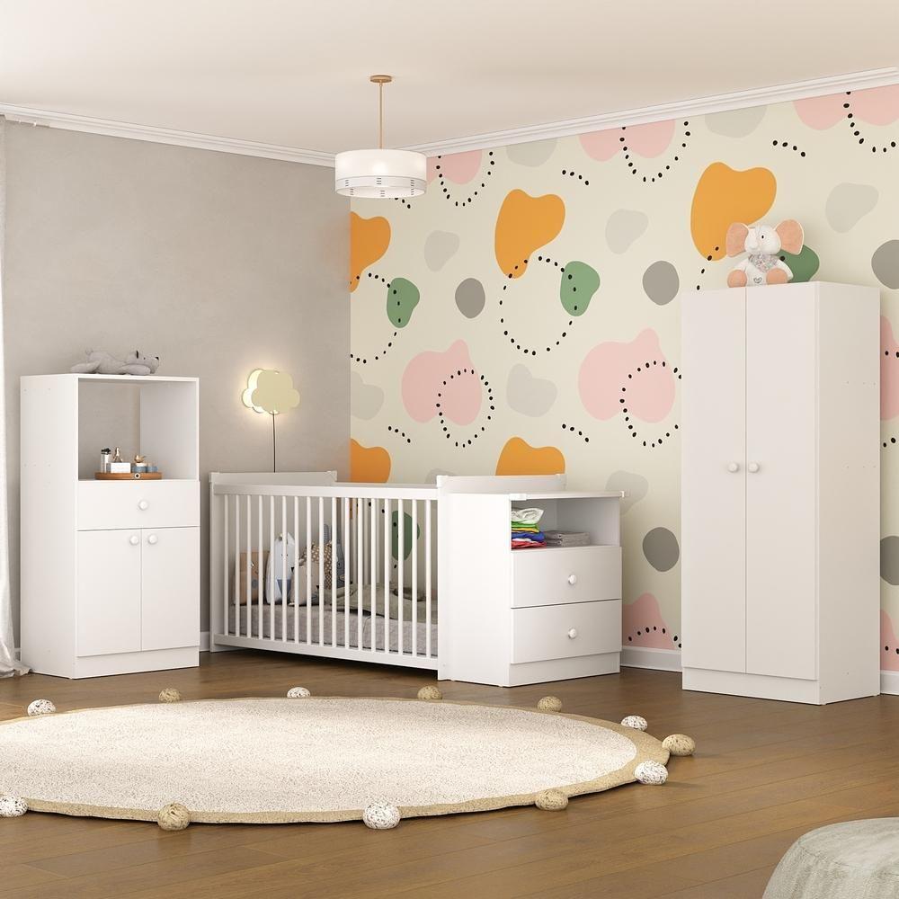 Quarto Infantil Com Berço-cômoda E Colchão Incluso Olívia Branco - 5