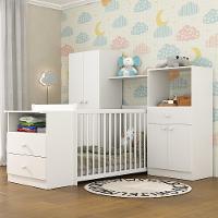 Quarto Infantil Com Berço-cômoda E Colchão Incluso Olívia Branco - 1