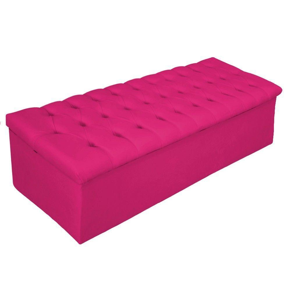 Calçadeira Baú Mel 140 Cm Casal com Capitonê Suede Pink - 1