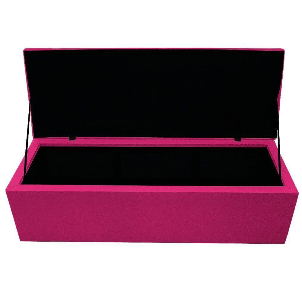 Calçadeira Baú Mel 140 Cm Casal com Capitonê Suede Pink - 3