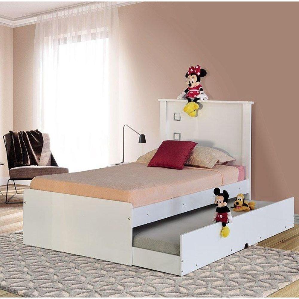 Cama Bibox Solteiro Barcelona Branco Com Colchões - 1