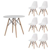 Kit Mesa Redonda De Jantar Para 6 Lugares Com 6 Cadeiras Charles Eames Eiffel Branco - 1
