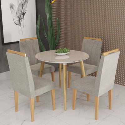 Conjunto De Mesa Redonda 4 Cadeiras Onix Off White bege Escuro