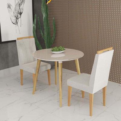 Conjunto De Mesa Redonda 2 Cadeiras Onix Off White bege Claro
