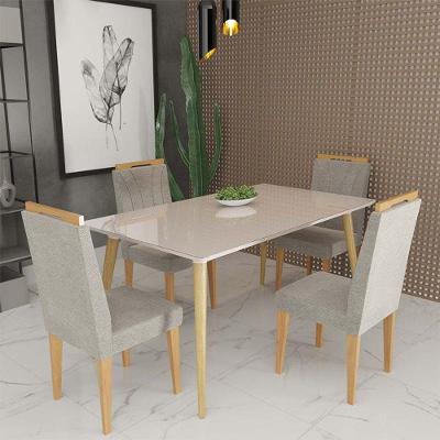 Conjunto De Mesa 160x90 4 Cadeiras Onix Off White bege Escuro