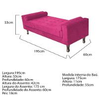Recamier Baú Félix Solteiro 195 Cm Suede - Doce Sonho Móveis Pink - 5