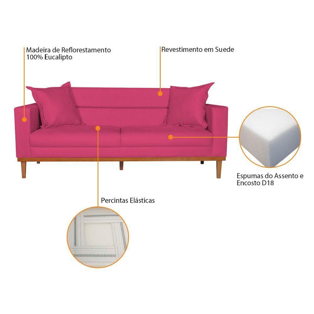 Sofá 2 Lugares Viena Suede - Amarena Móveis Cor Pink - 4