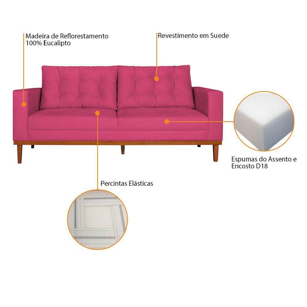 Sofá 2 Lugares Dubai Suede - Amarena Móveis Cor Pink - 4