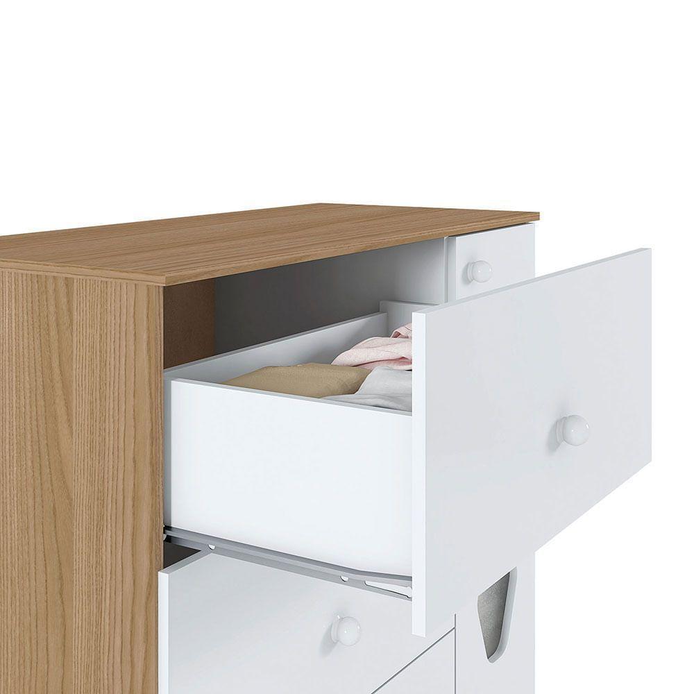 Cômoda Infantil Lolly Branco/almendra 1 Porta 4 Gavetas - 4