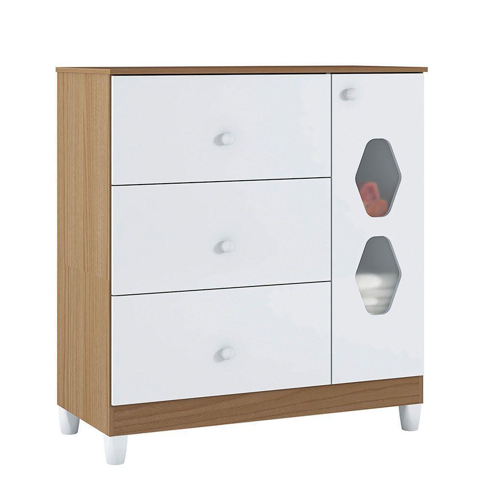 Cômoda Infantil Lolly Branco/almendra 1 Porta 4 Gavetas - 5