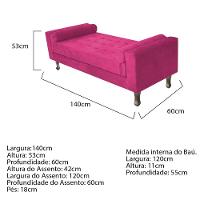 Recamier Baú Félix Solteiro 140 Cm Suede - Doce Sonho Móveis Pink - 2