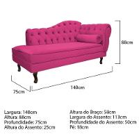 Diva Recamier Diana 140cm Lado Esquerdo Suede - Doce Sonho Móveis Pink - 2