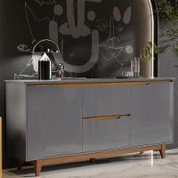 Aparador Buffet Flow 2 Portas 2 Gavetas Pés Madeira Maciça Cinza/freijo Cinza/freijo - 1