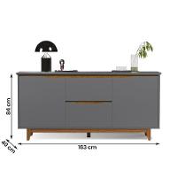 Aparador Buffet Flow 2 Portas 2 Gavetas Pés Madeira Maciça Cinza/freijo Cinza/freijo - 2