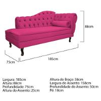 Kit Diva Recamier Diana 185Cm Lado Esquerdo E 02 Poltronas Classic Suede Pink - 6