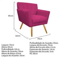 Kit Diva Recamier Vanessa 140Cm Lado Esquerdo E 02 Poltronas Laura Suede Cor Pink - 19