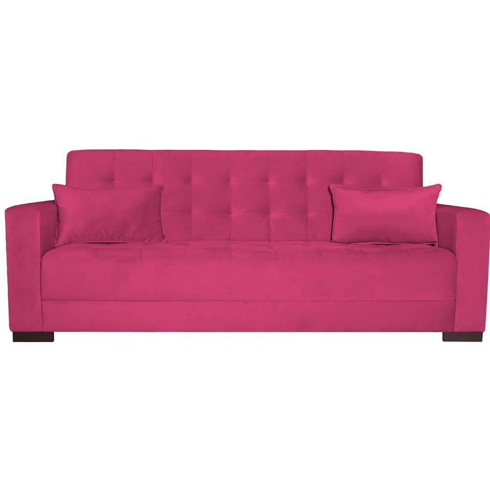 Sofá Cama 3 Lugares Jobim Suede - Doce Sonho Móveis Pink - 5