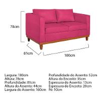 Sofá 2 E 3 Lugares Europa 180cm Suede - Doce Sonho Móveis Pink