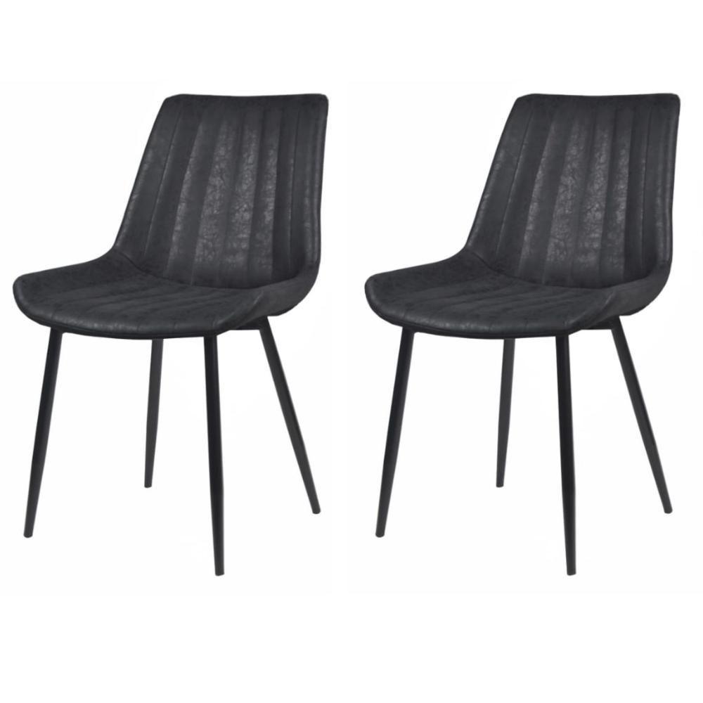 Kit 2 Cadeiras Taina Rivatti Poliuretano (Pu) Preto Base Em Aço - 1