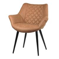 Kit 2 Cadeiras Com Braços Cinara Rivatti Revestida Em Pu Caramelo Base Aço - 2