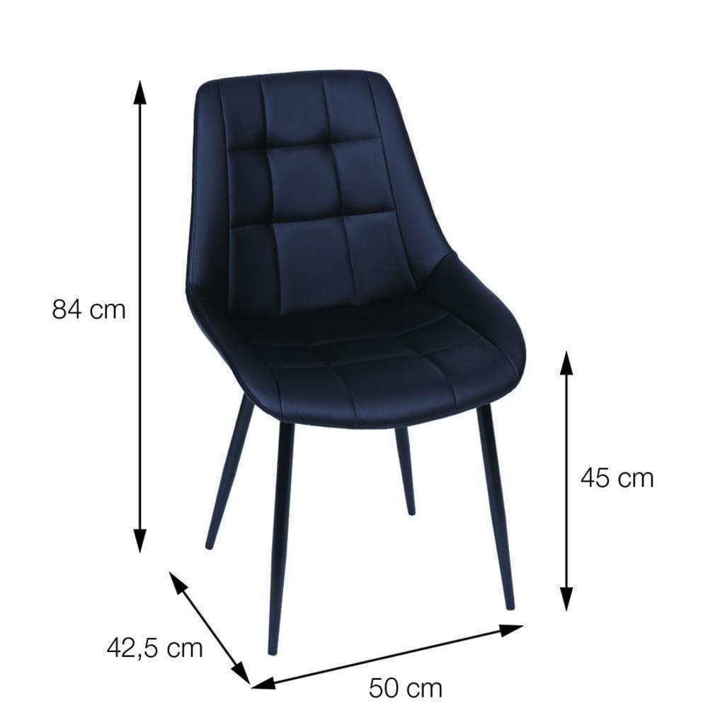 Cadeira Dana Pu Preta Base Metal - 2