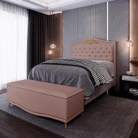 Cabeceira Cama Box Casal King 195cm Com Calçadeira Baú Rosê - 5