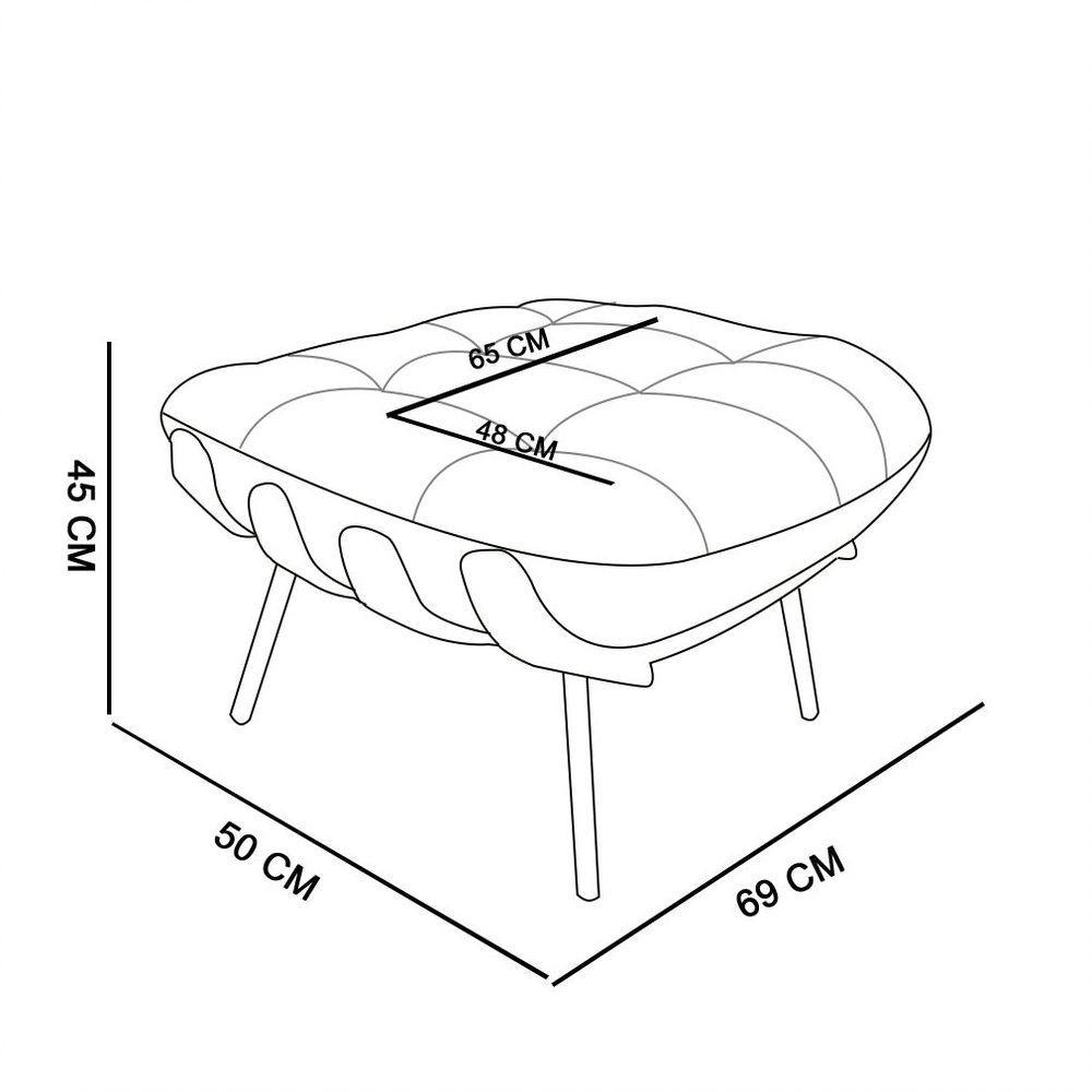 Kit 01 Poltrona E 01 Puff Costela Linho Grafite A26 Base De Metal - D'Rossi - 2