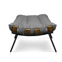 Kit 01 Poltrona E 01 Puff Costela Linho Grafite A26 Base De Metal - D'Rossi - 9