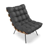 Kit 01 Poltrona E 01 Puff Costela Corino Preto - 7