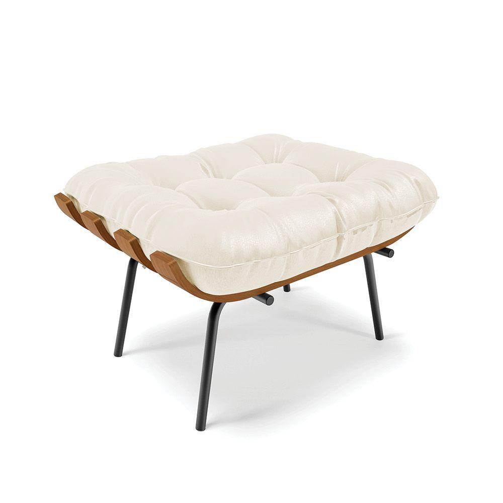 Kit 01 Poltrona E 01 Puff Costela Corino Bege - 6