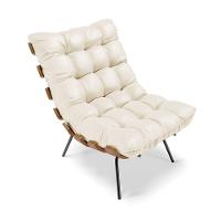 Kit 01 Poltrona E 01 Puff Costela Corino Bege - 7