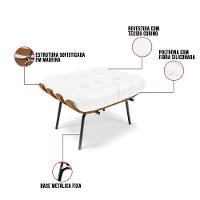 Kit 01 Poltrona E 01 Puff Costela Corino Branco