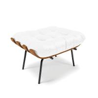 Kit 01 Poltrona E 01 Puff Costela Corino Branco - 6